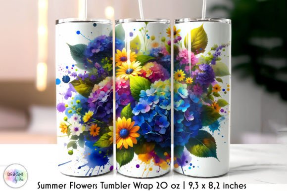 Colourful Summer Flowers Skinny Tumbler Graphics
