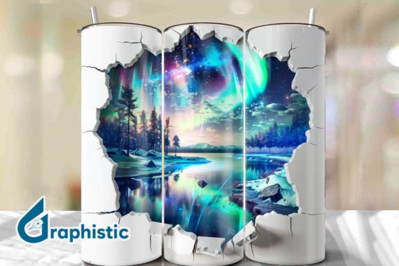 Cracked Northern Lights Tumbler Wrap 21 Graphics & Backgrounds