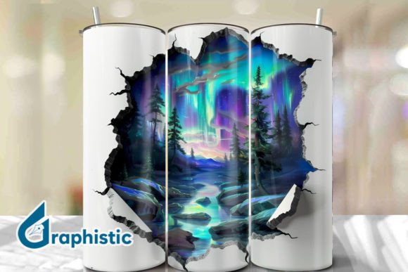 Cracked Northern Lights Tumbler Wrap 25 Graphics & Backgrounds