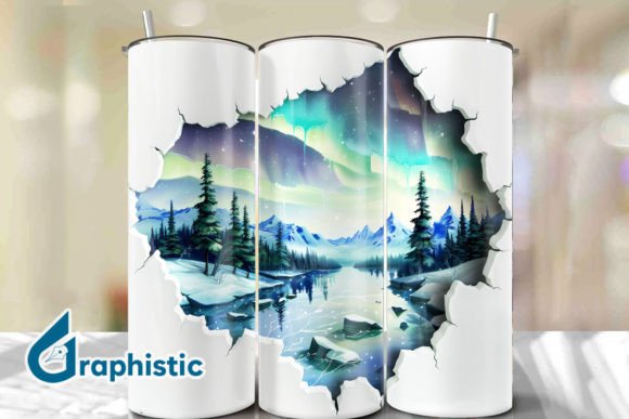 Cracked Northern Lights Tumbler Wrap 26 Graphics & Backgrounds