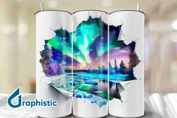 Cracked Northern Lights Tumbler Wrap 31 Graphics & Backgrounds