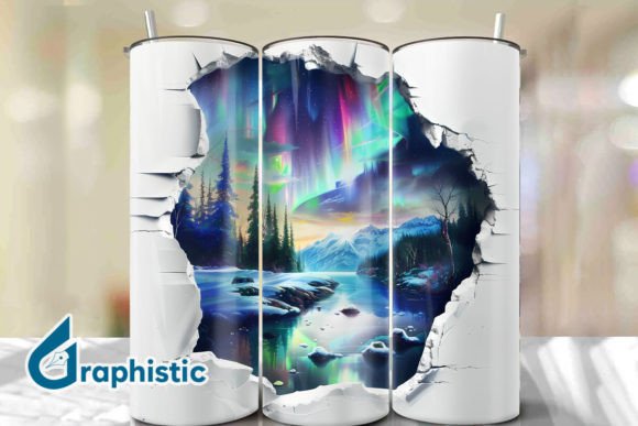 Cracked Northern Lights Tumbler Wrap 34 Graphics & Backgrounds