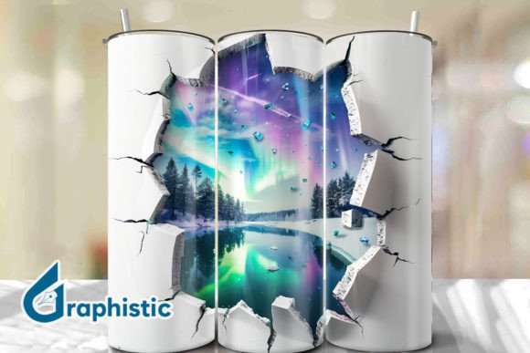 Cracked Northern Lights Tumbler Wrap 39