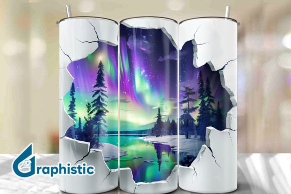 Cracked Northern Lights Tumbler Wrap 40 Graphics & Backgrounds