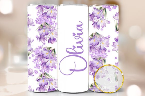 Custom Name Flowers Spring Tumbler Wrap