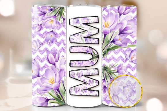 Floral Mum Skinny Tumbler Wrap PNG: Graphics for Crafts-Driven Branding