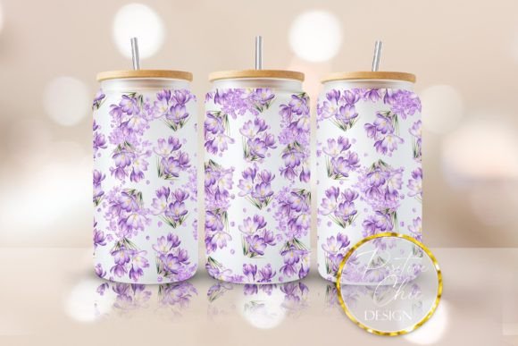Floral Purple Libbey Cup Wrap PNG: Graphics for Crafts