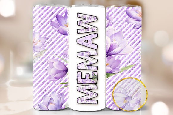 Flowers Memaw Skinny Tumbler Wrap Design: Graphics for Crafts