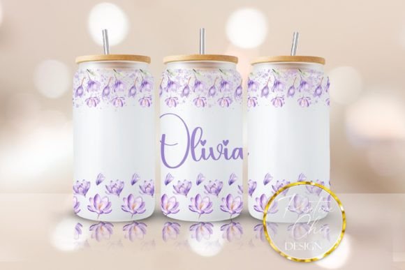Flowers Personalized Libbey Cup Wrap PNG: Graphics for Crafts & Branding