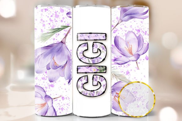 Gigi Spring Flowers Tumbler PNG: Graphics for Crafts