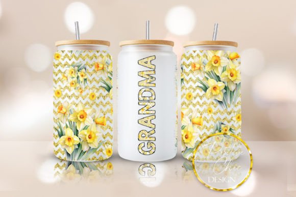 Grandma Libbey Glass Cup Wrap PNG UVDTF Graphics