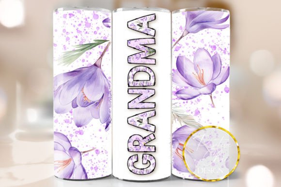 Grandma Spring Flowers Tumbler PNG 20 Oz