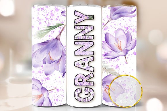 Granny Spring Flowers Tumbler PNG: Graphics for Crafts & Content