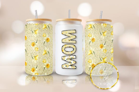 Mom Libbey Cup Wrap PNG Flowers UVDTF