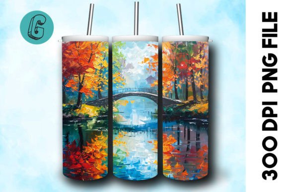 Oil Paint Autumn Park Tumbler Wrap 34 Graphics & Illustrations