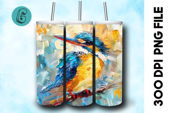 Oil Paint Cute Bird Tumbler Wrap 21: Illustrations & Graphics