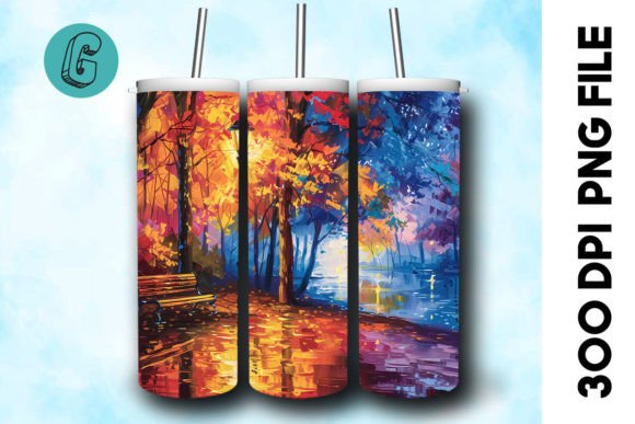 Oil Paint Fall Street Tumbler Wrap 30