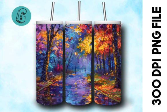 Oil Paint Fall Street Tumbler Wrap 38 Graphics & Illustrations