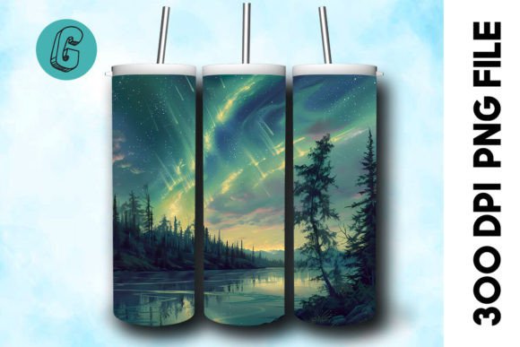 Oil Paint Northern Light Tumbler Wrap 34 Graphics & Backgrounds