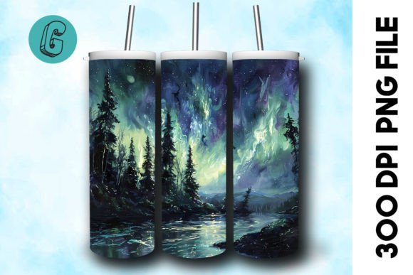 Oil Paint Northern Light Tumbler Wrap 36 Graphics & Backgrounds