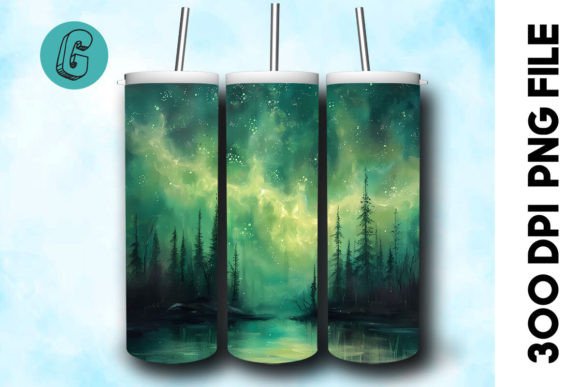 Oil Paint Northern Light Tumbler Wrap 38 Graphics & Backgrounds