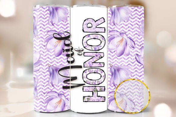 Purple Floral Maid of Honor Tumbler Wrap: Graphics for Crafts & Celebrations