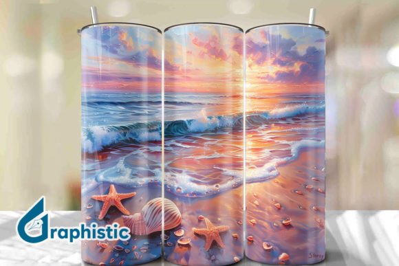 Seashells Sunset Tumbler Wrap 21 Graphics & Backgrounds