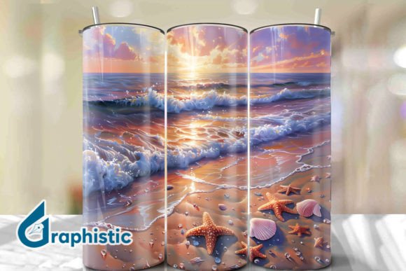Seashells Sunset Tumbler Wrap 28 Graphics & Backgrounds