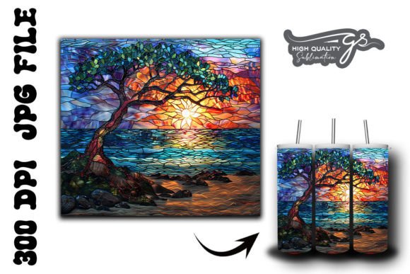 Stained Glass Tree Tumbler Wrap 37 Graphics & Backgrounds