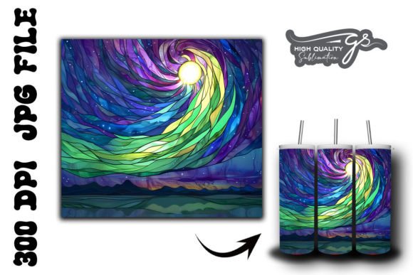 Stained Northern Lights Tumbler Wrap 28 Graphics