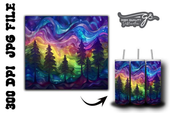 Stained Northern Lights Tumbler Wrap 40 Graphics