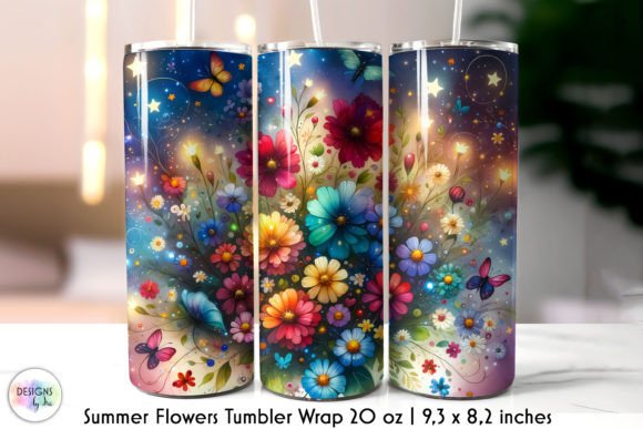 Summer Flowers Colourful Tumbler Wrap: Graphics for Vibrant Tumbler Wraps