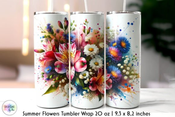 Summer Flowers Skinny Tumbler Design: Graphics & Tumbler Wraps