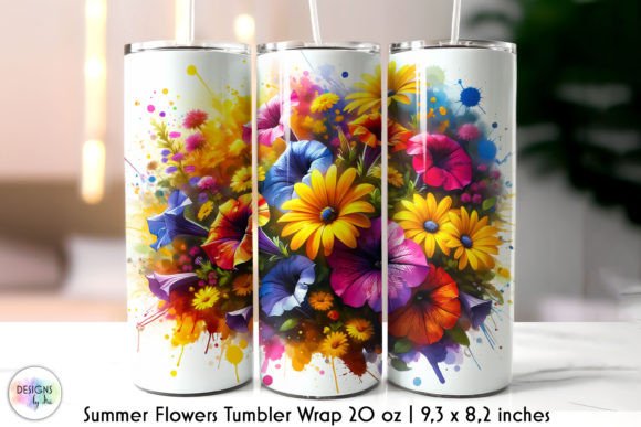 Summer Flowers Skinny Tumbler Wrap: Graphics for Vibrant Tumbler Wraps