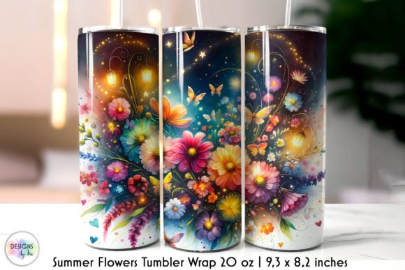 Summer Flowers Tumbler Wrap Design: Graphics for Vibrant Tumbler Wraps